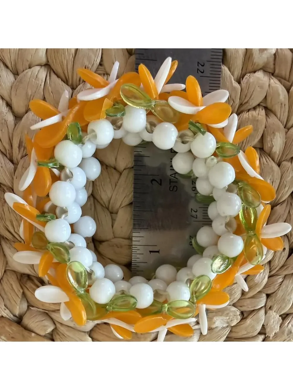 Vintage Orange Sherbet Lei Necklace + Bracelet Set